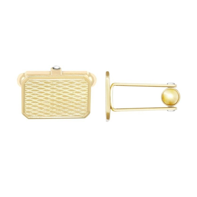 9ct Yellow Gold Patterned Rectangle Cufflinks with Swivel Back