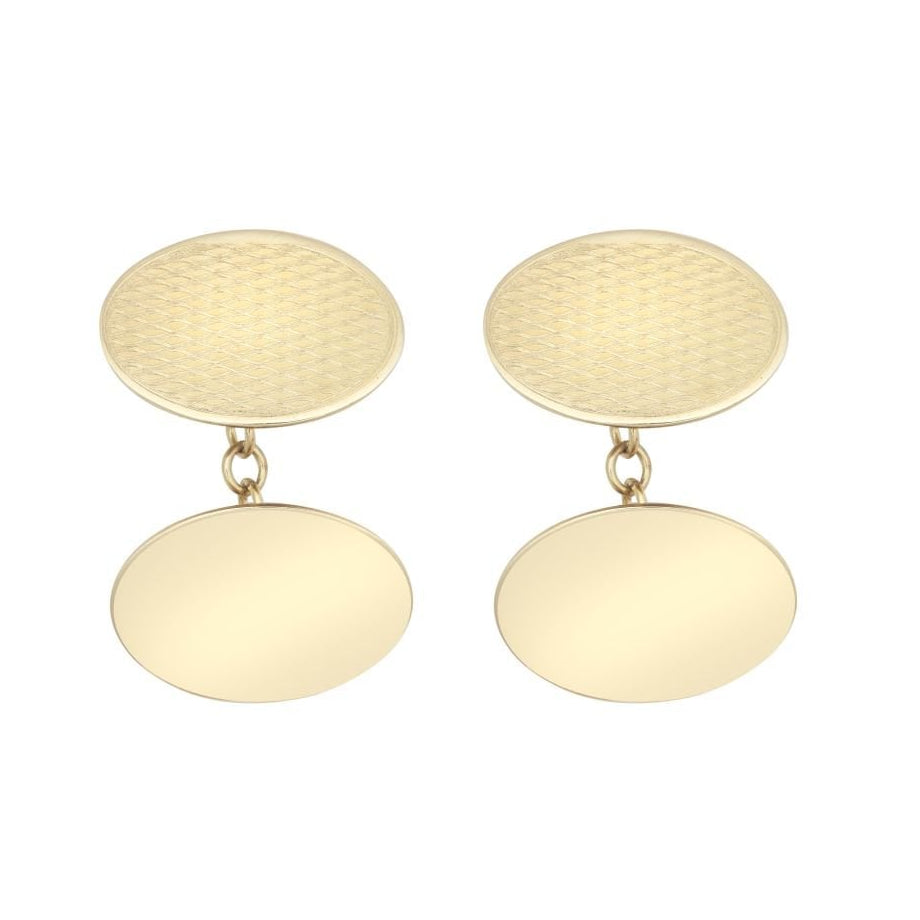 9ct Yellow Gold Oval Cufflinks With Chain Back