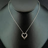 14ct Two Tone Diamond and Sapphire 19 Inch Heart Pendant Necklace 3.6g