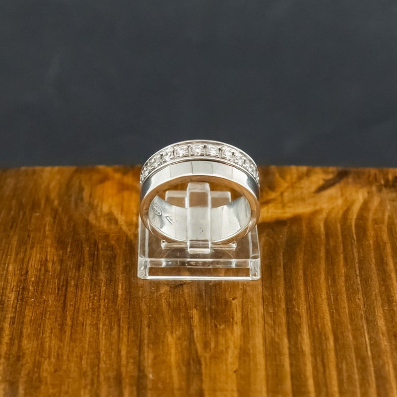 14ct White Gold Cubic Zirconia Band Ring Size N 9.3g