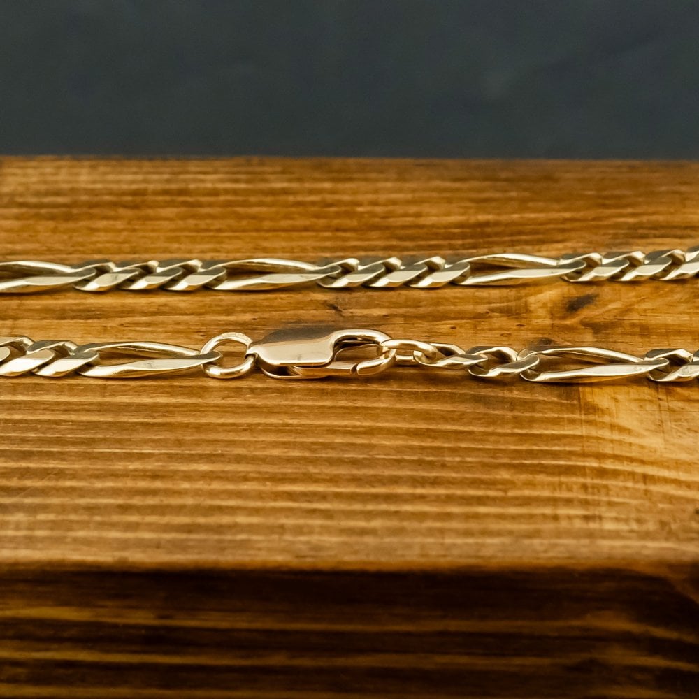 9ct Yellow Gold 9.5 Inch Figaro Chain Bracelet 13.4g