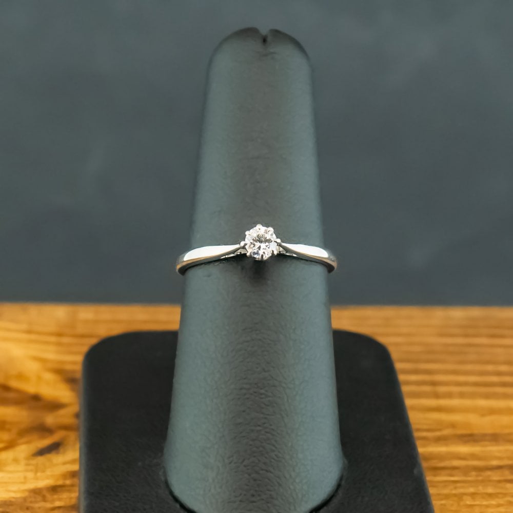 9ct White Gold 0.20ct Diamond Solitaire Ring Size N 1.9g