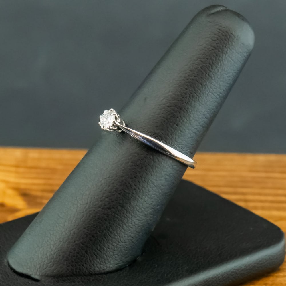 9ct White Gold 0.20ct Diamond Solitaire Ring Size N 1.9g