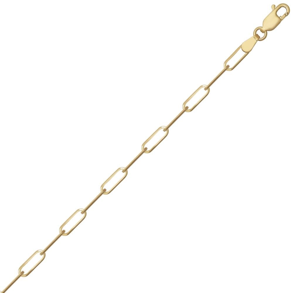 9ct Yellow Gold 3mm Paperclip Chain Bracelet