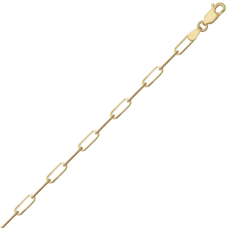 9ct Yellow Gold 3mm Paperclip Chain Bracelet