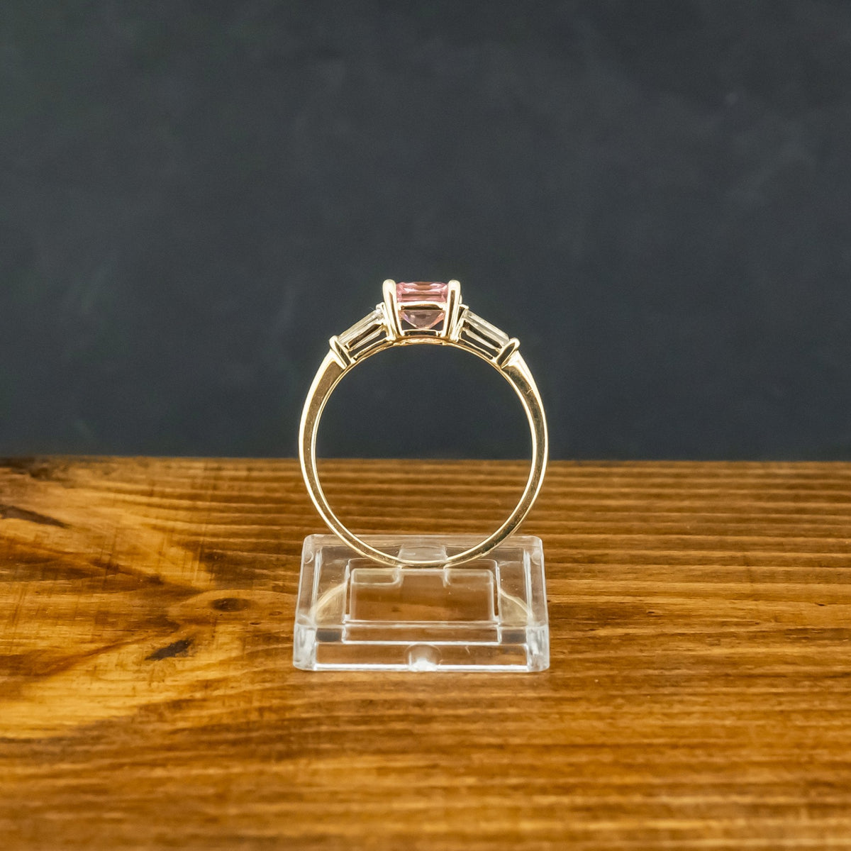 14ct Yellow Gold Cubic Zirconia Trilogy Ring Size S 2.5g