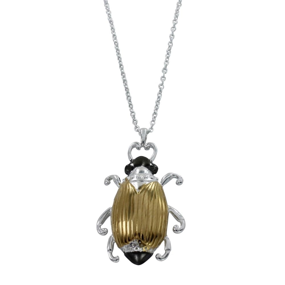 Silver Gold Coloured Queen Beetle Necklace