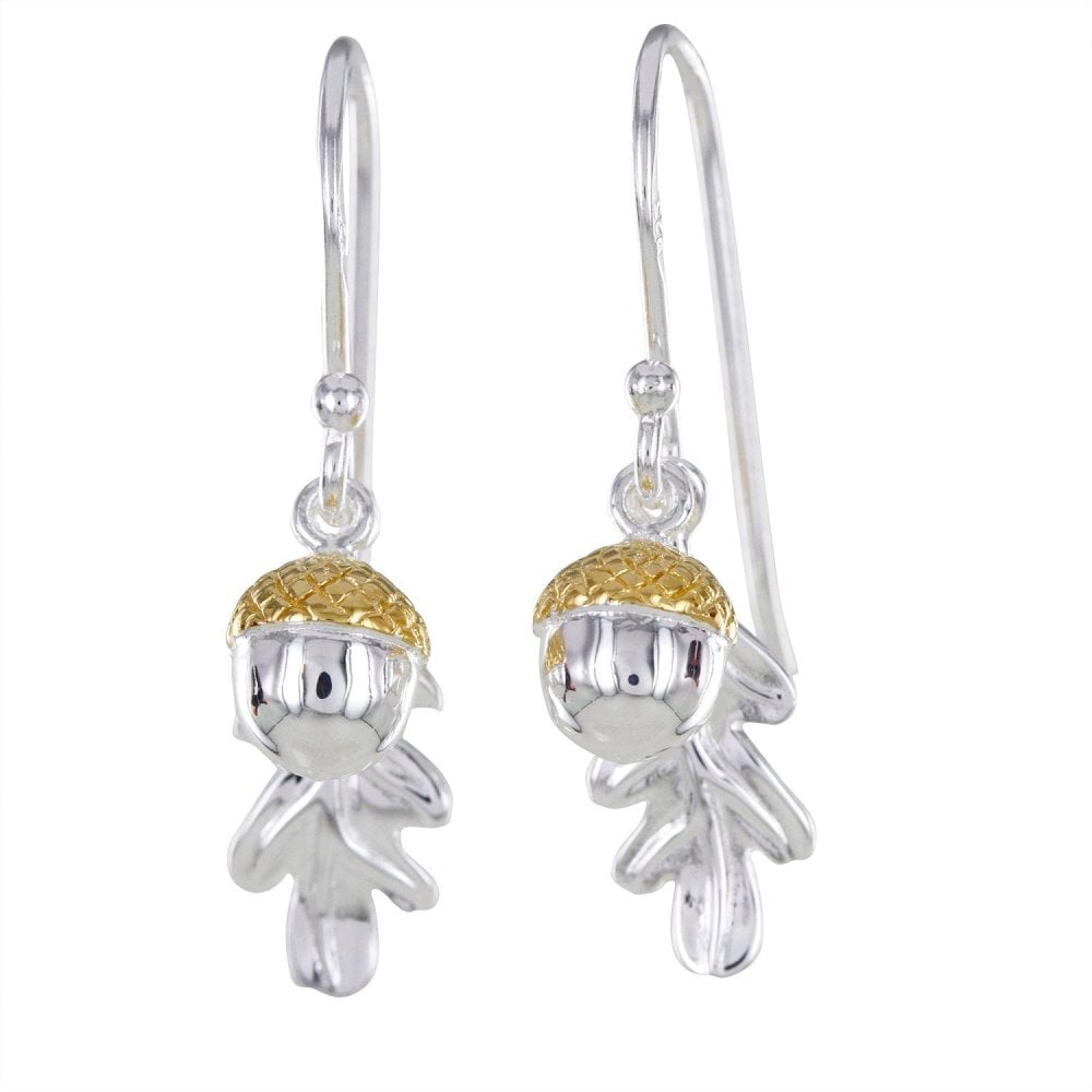 Silver & Gold Plated Oak Leaf & Acorn Earrings