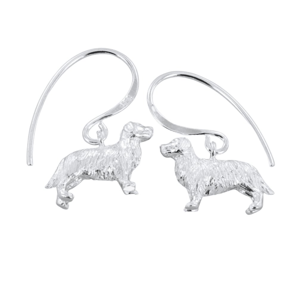 Silver Retriever Drop Earrings