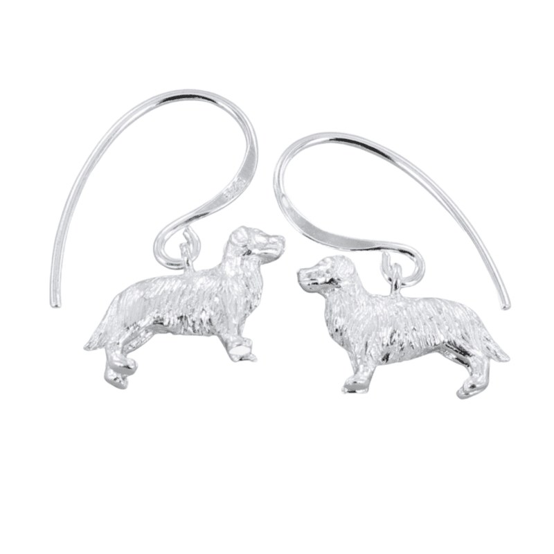 Silver Retriever Drop Earrings