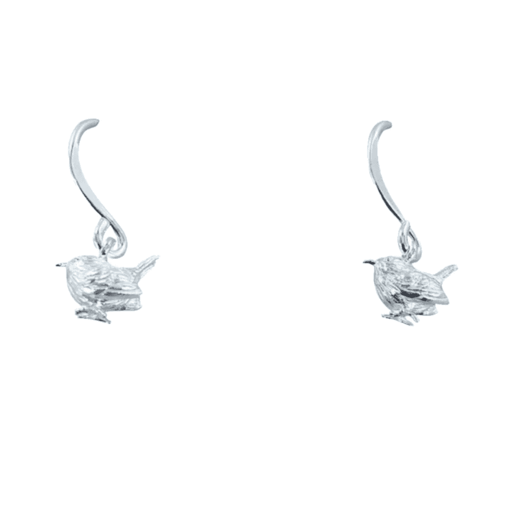 Sterling Silver Wren Drop Earrings