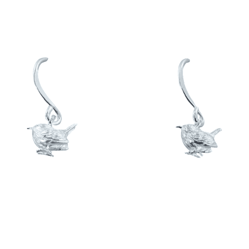 Sterling Silver Wren Drop Earrings