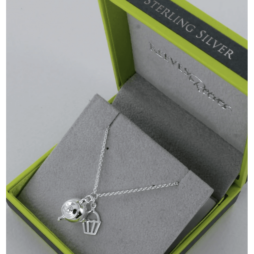 Sterling Silver Tea and Cake Charm Necklace