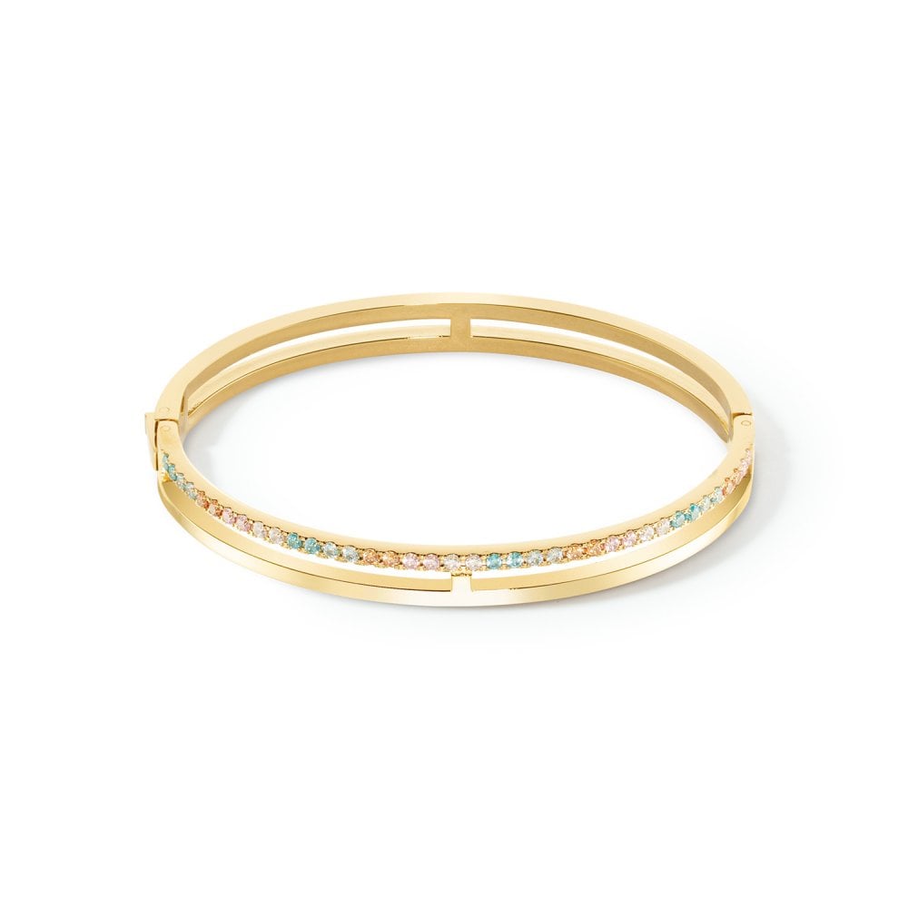 Eternal Unity Crystal Bangle Multicolour Pastel Gold