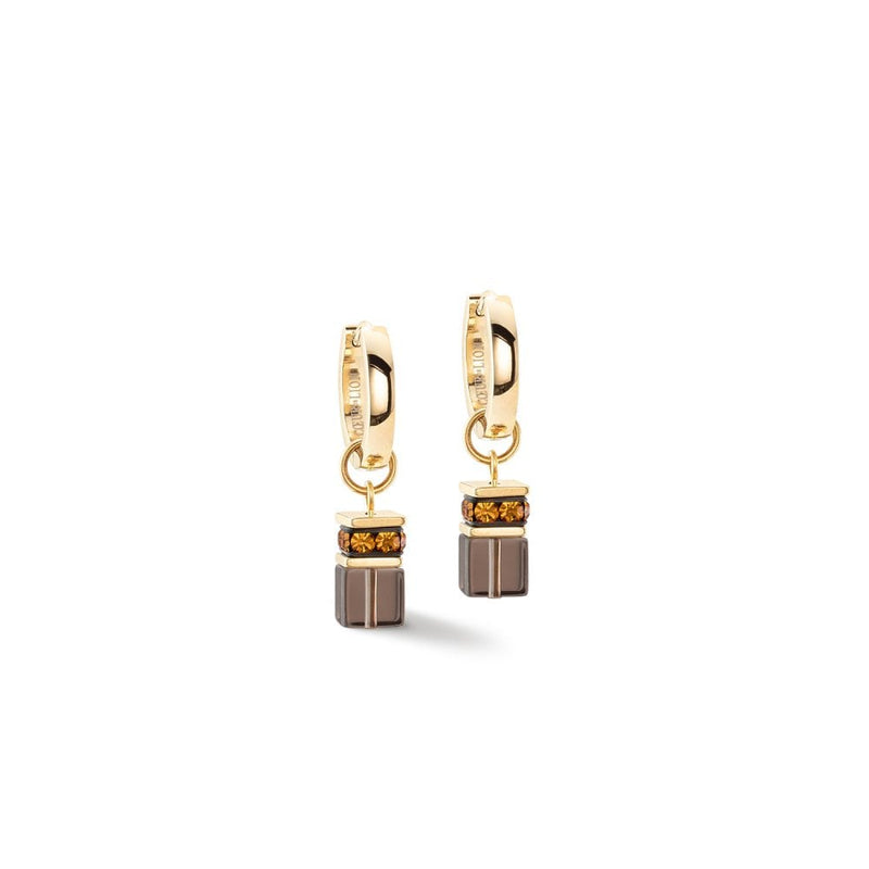 GeoCUBE® Chunky Chain Hoop Earrings Gold Brown