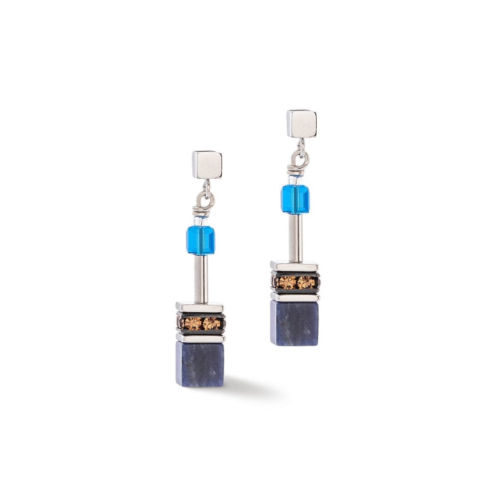 GeoCUBE® Iconic Precious Earrings Blue Brown