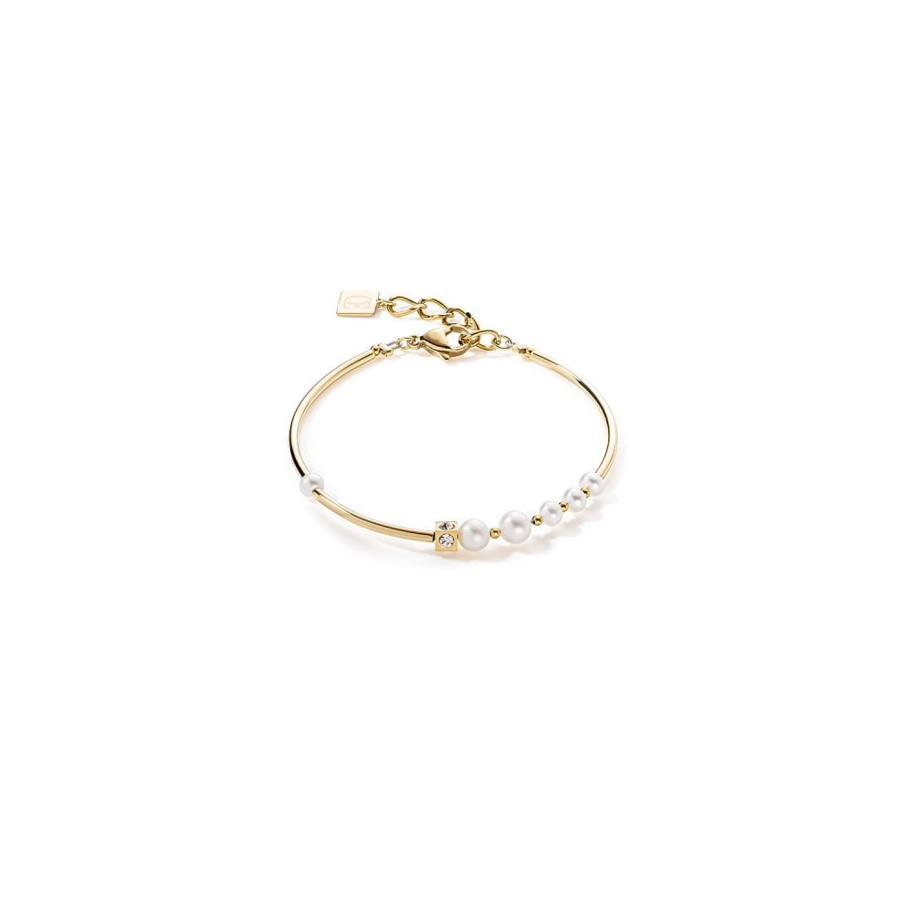 Bracelet Asymmetry Freshwater Pearls & Stainless Steel White Gold