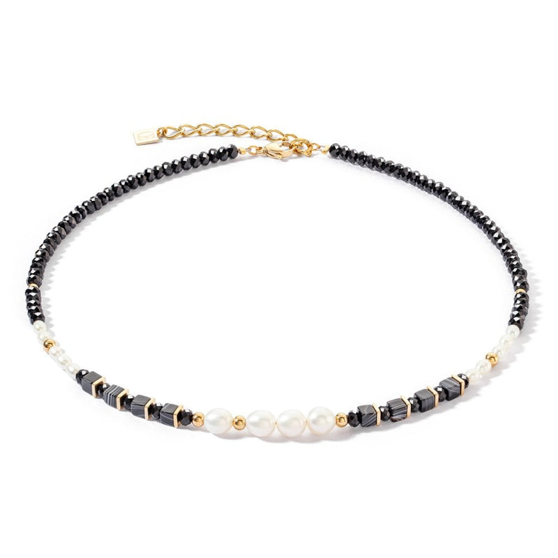 Pearls & Onyx Necklace Gold