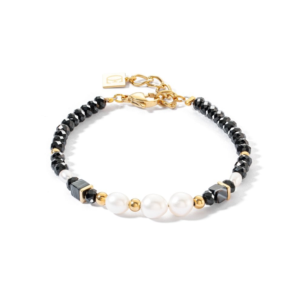Pearls & Onyx Bracelet Gold