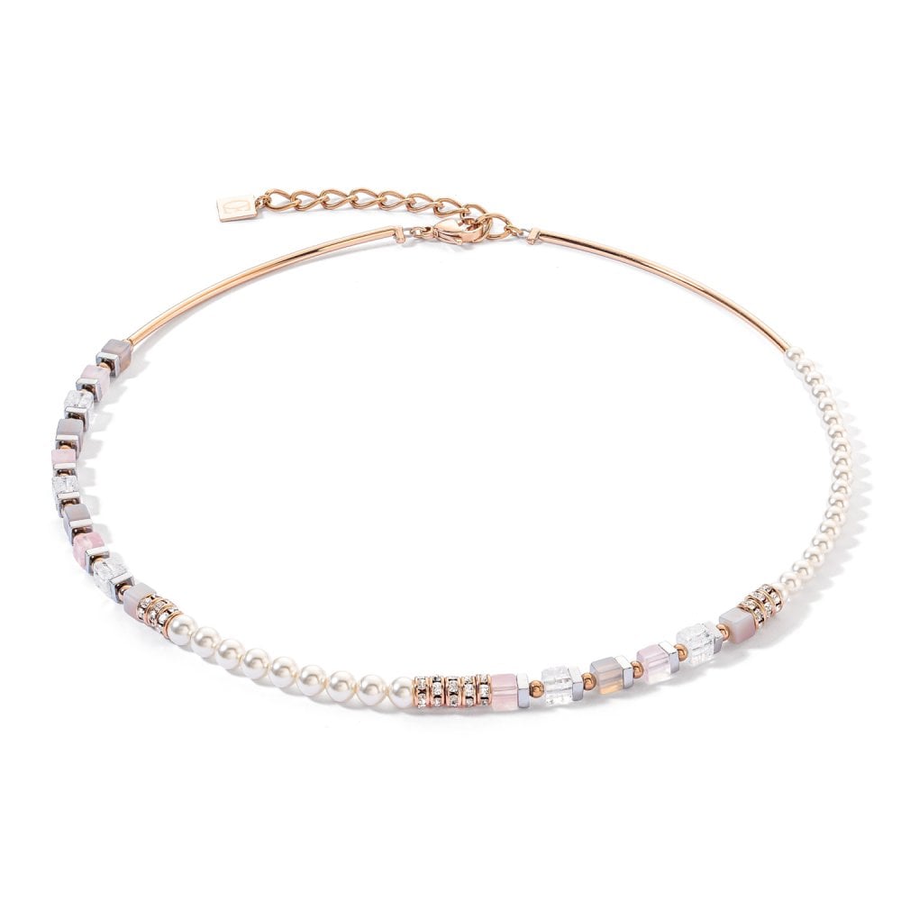 Precious Fusion Offset Necklace Rose Gold Ice Pink