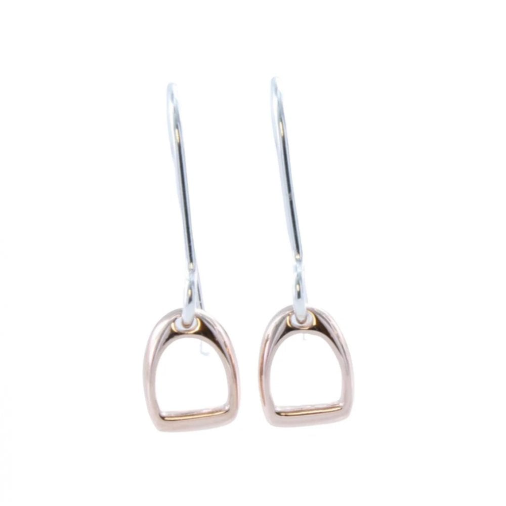 Rose Gold Coloured Silver Stirrup Drop Earrings