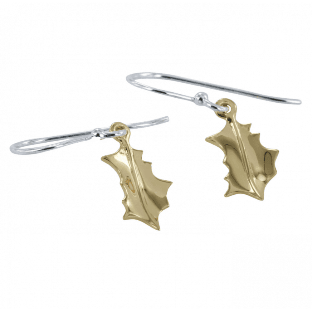 Sterling Silver and Gold Plate Holly Drop Earrings