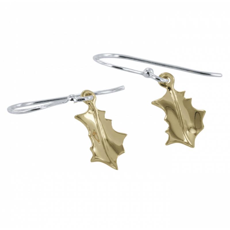 Sterling Silver and Gold Plate Holly Drop Earrings