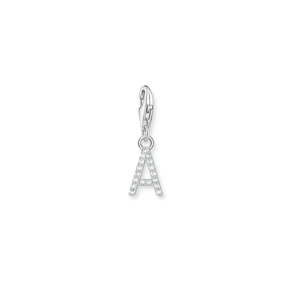 Charm Pendant Initial A White Stones