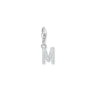 Charm Pendant Initial M White Stones