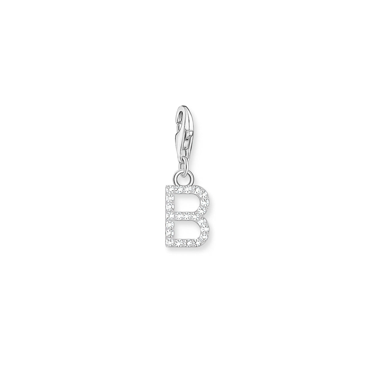 Charm Pendant Initial B White Stones