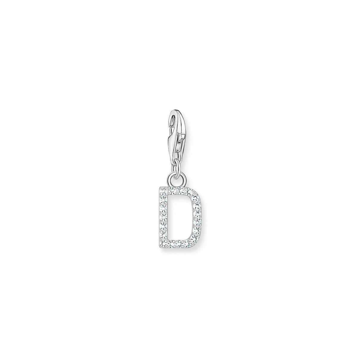 Charm Pendant Initial D White Stones
