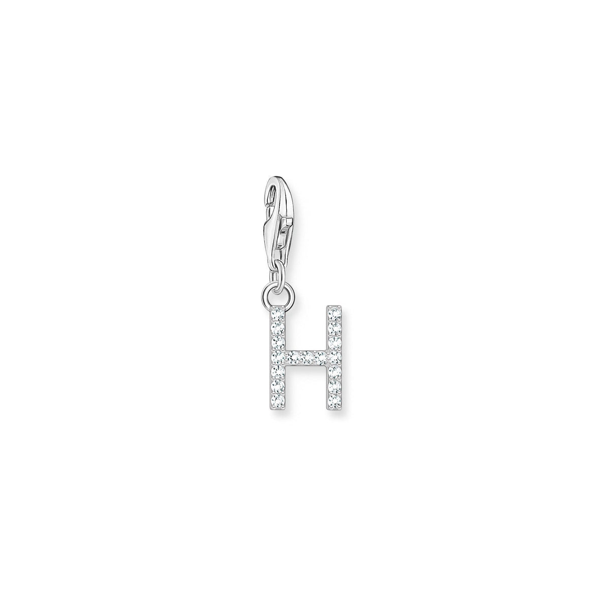 Charm Pendant Initial H White Stones