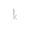 Charm Pendant Initial K White Stones