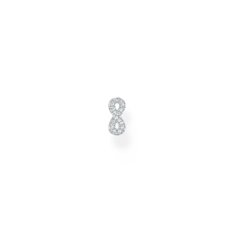 Single Ear Stud Infinity White Stones Silver