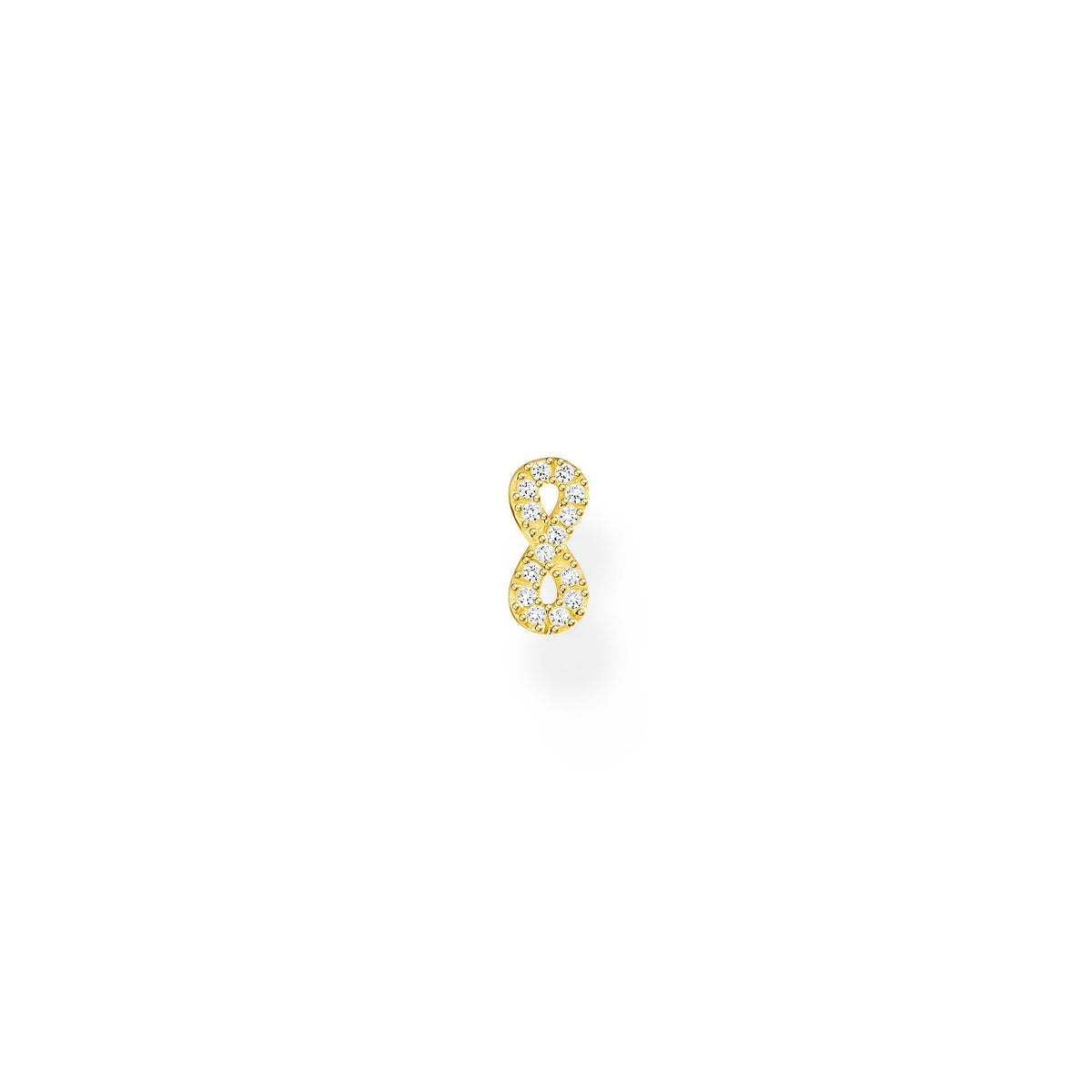 Single Ear Stud Infinity White Stones Gold