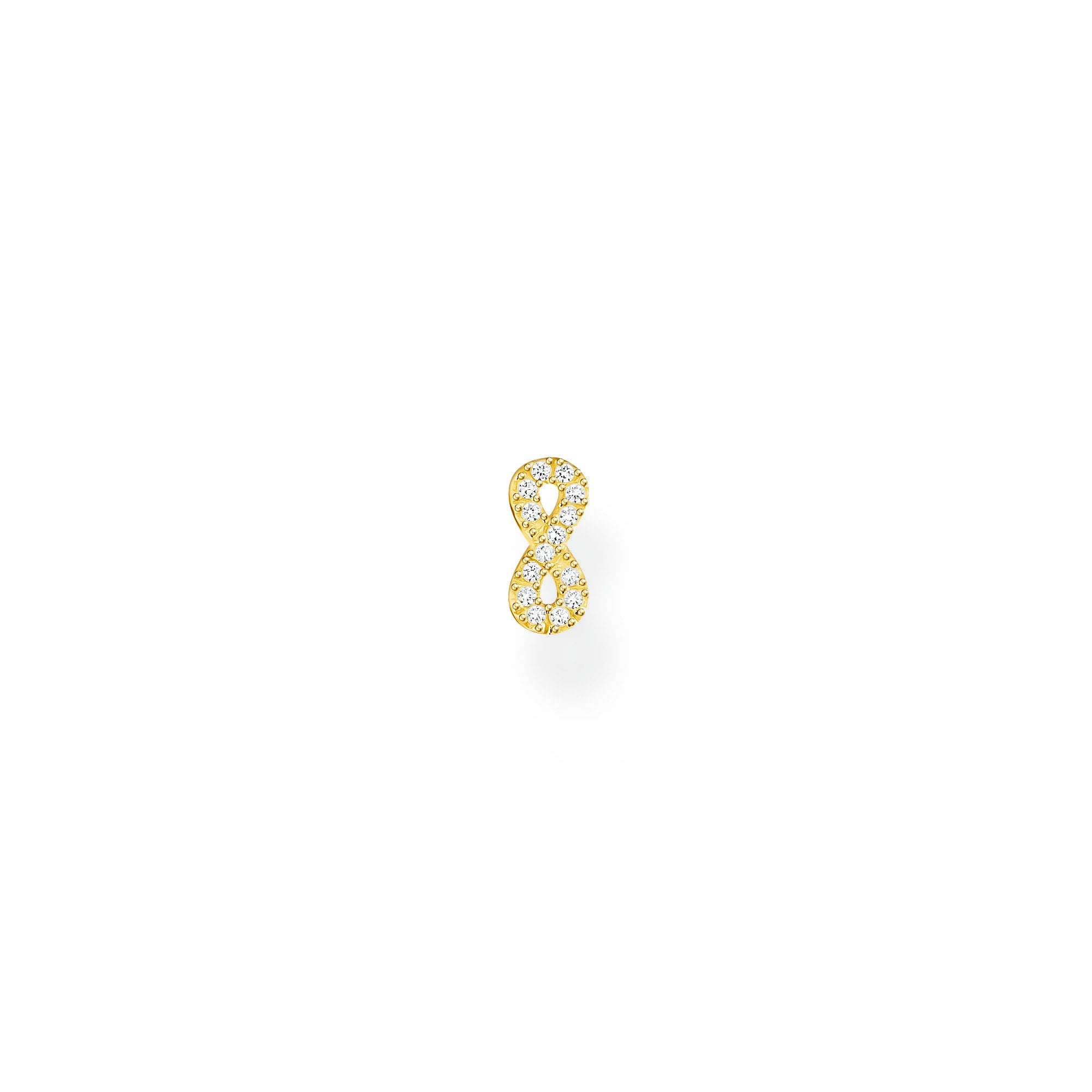 Single Ear Stud Infinity White Stones Gold