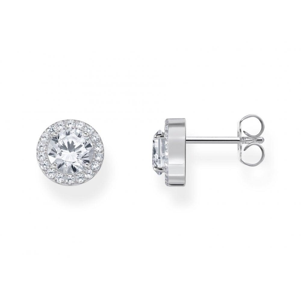 Halo Ear Studs Zirconia Silver