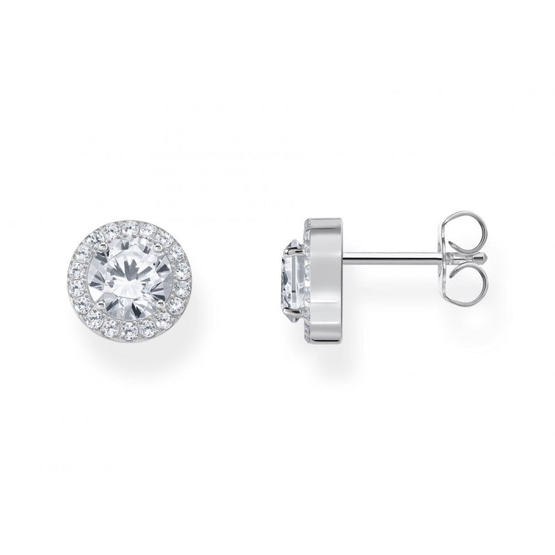 Halo Ear Studs Zirconia Silver