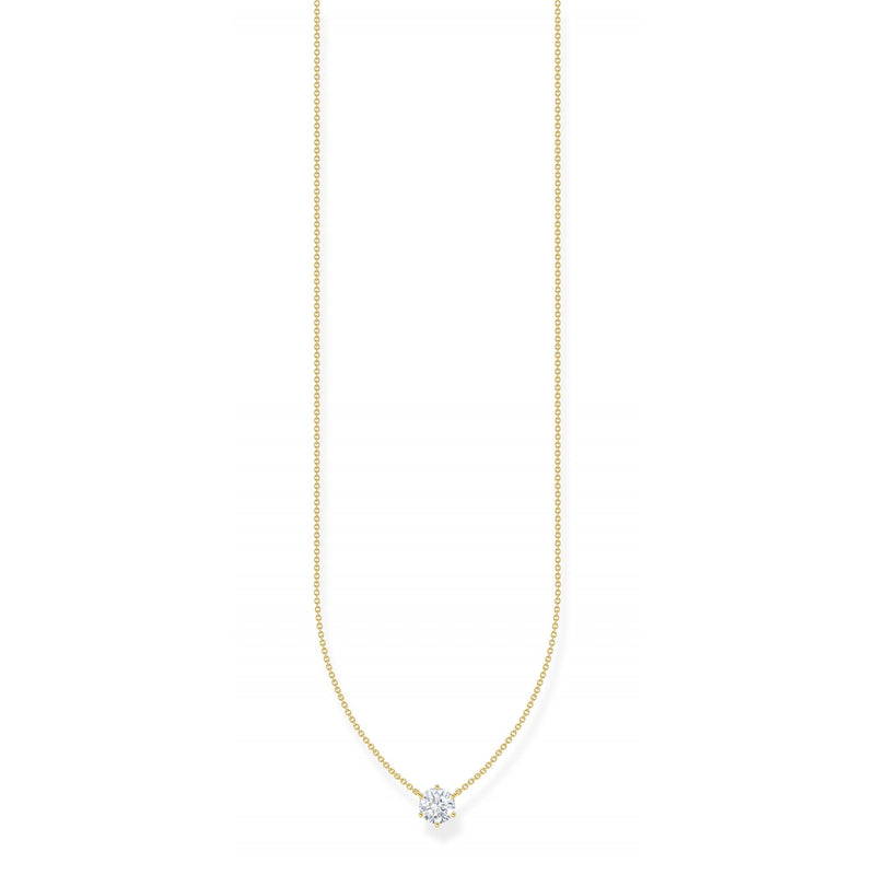 Necklace White Zirconia Pendant Gold