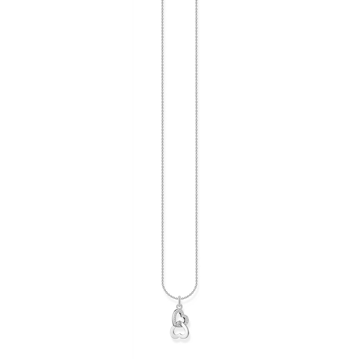 Necklace Intertwined Heart Zirconia Pendant Silver