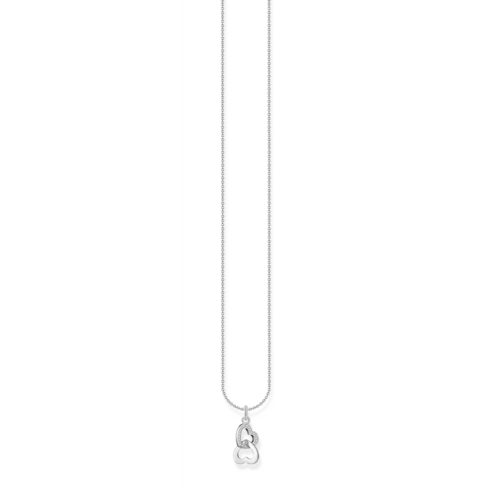 Necklace Intertwined Heart Zirconia Pendant Silver