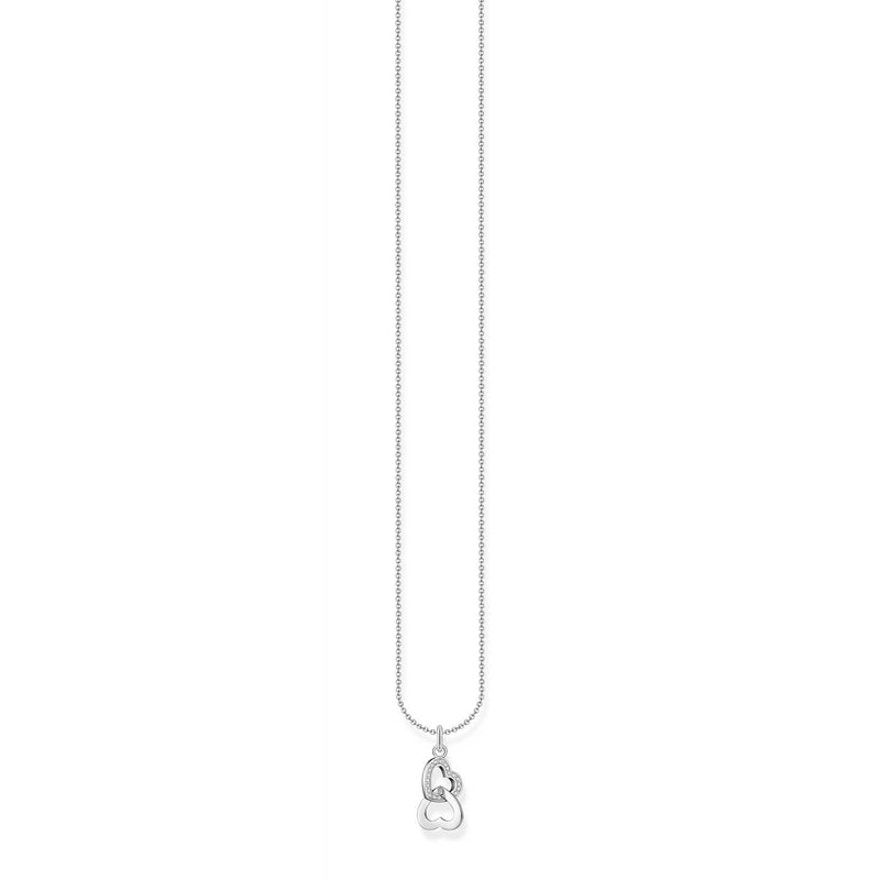 Necklace Intertwined Heart Zirconia Pendant Silver