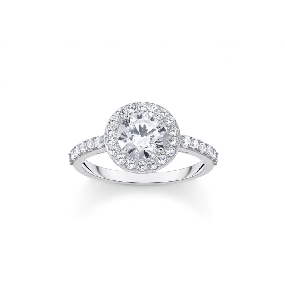 Ring White Billiant Zirconia Halo Silver