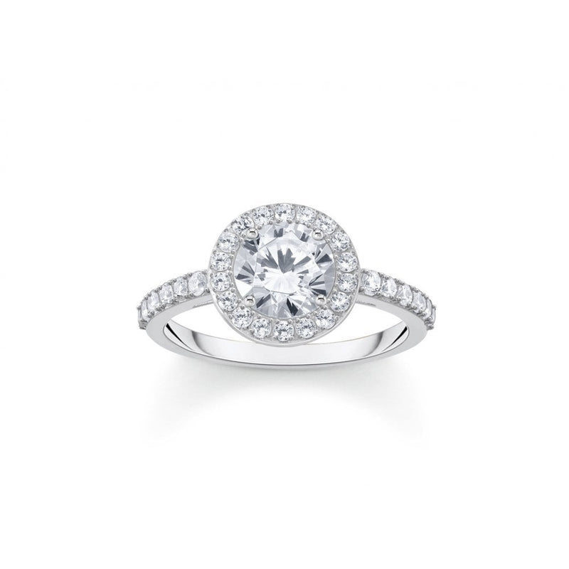 Ring White Billiant Zirconia Halo Silver