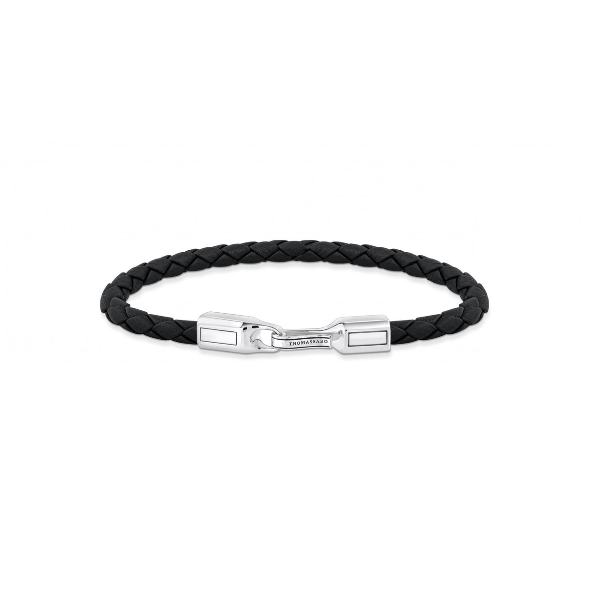 Bracelet Black Leather Silver