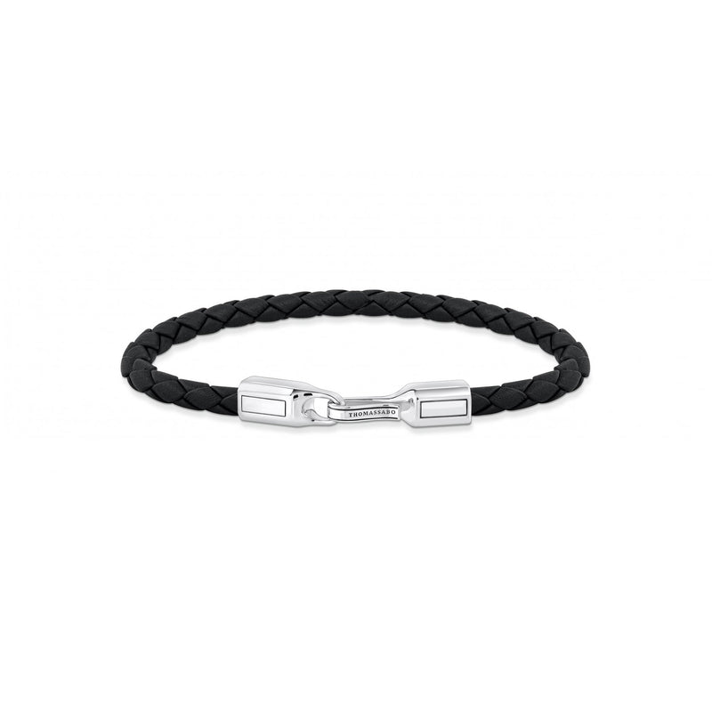 Bracelet Black Leather Silver
