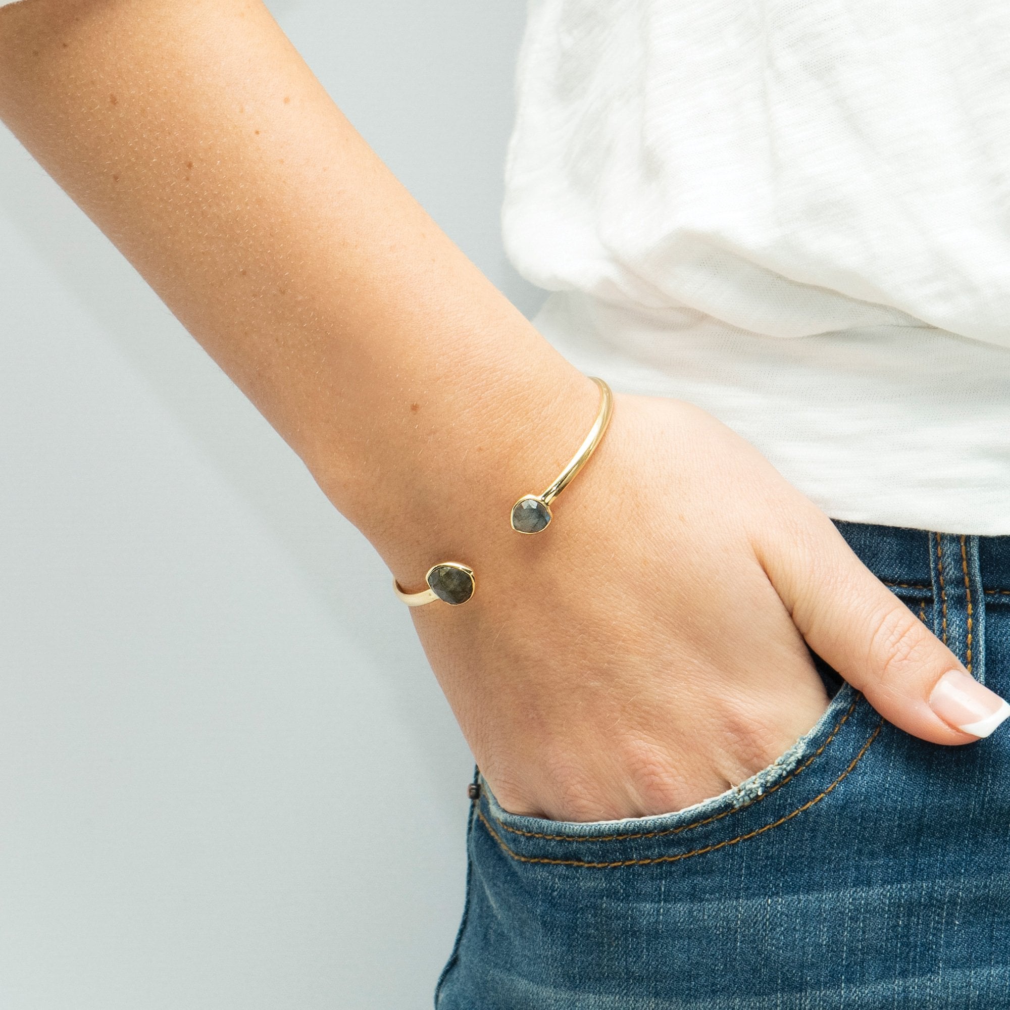 Olive Grove Gemstone Cuff Bangle