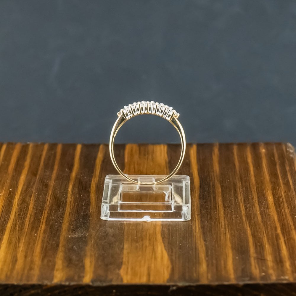 9ct Yellow Gold 0.25ct Diamond 7 Stone Ring Size N 1.4g