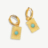Sol Gemstone Sunburst Charm Hoop Earrings