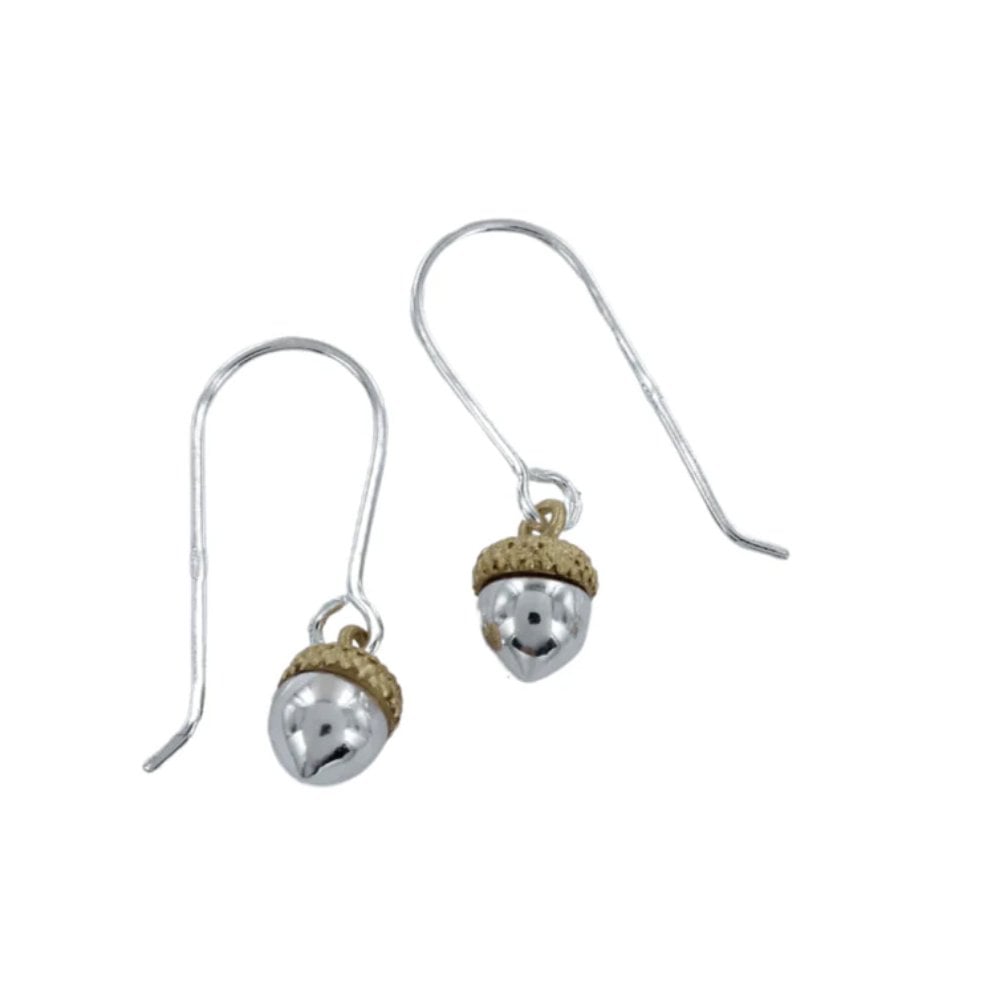Sterling Silver and 18ct Gold Plated Acorn Drop Earrings